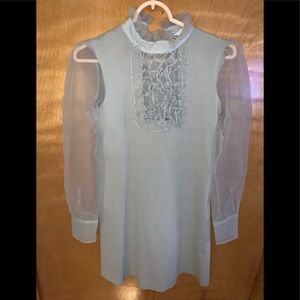 Zara - Size S Mint Dress with Sheer Sleeves